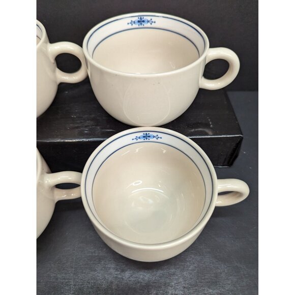Epoch Stockholm Beige 8 Oz Coffee Cup Blue Flower Inside Rim Lot of 4 - Picture 3 of 9